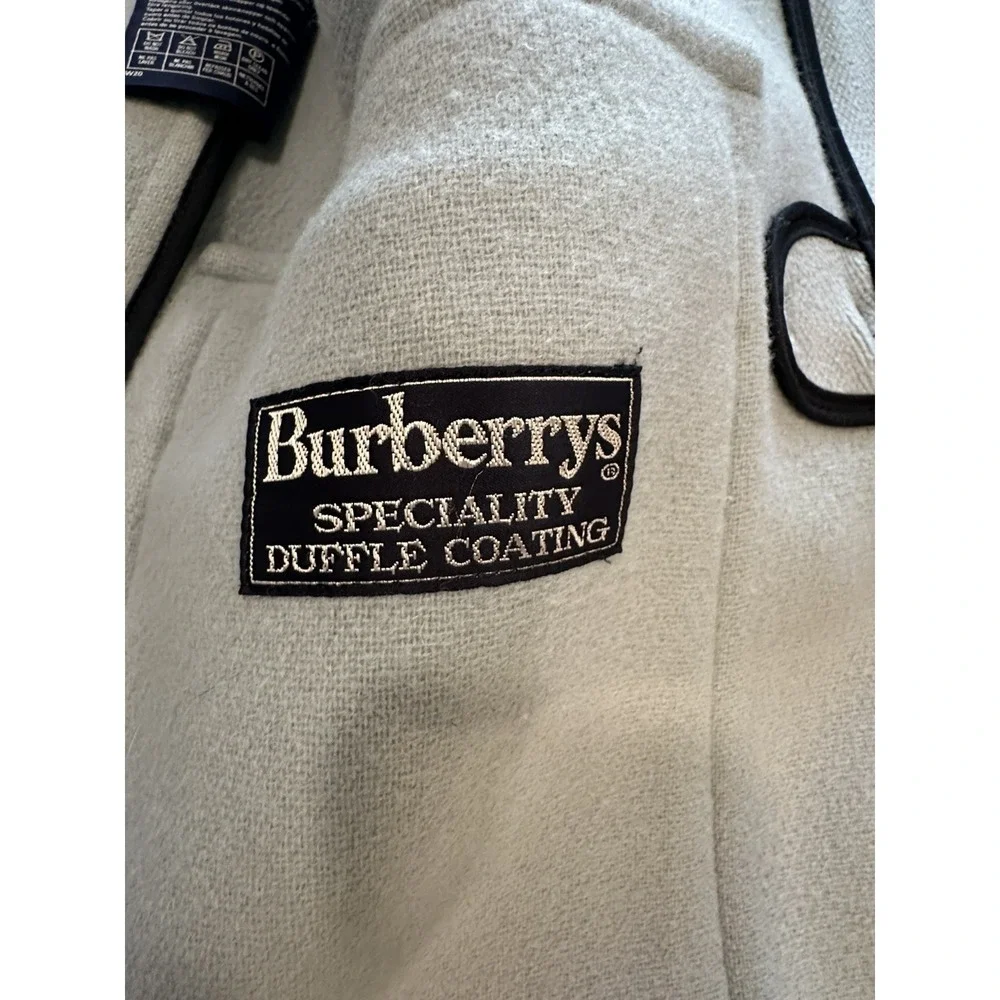 Vintage Authentic Burberry London England Duffle Coat 100% Wool Hooded Sz Med - Picture 3 of 16